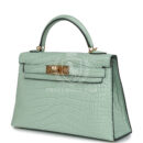 Hermes Kelly Sellier 20 Vert D'Eau Matte Alligator GHW