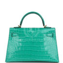 Hermes Kelly Sellier 20 Vert Jade Shiny Alligator GHW