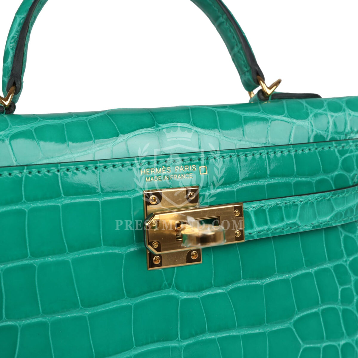Hermes Kelly Sellier 20 Vert Jade Shiny Alligator GHW — изображение 7