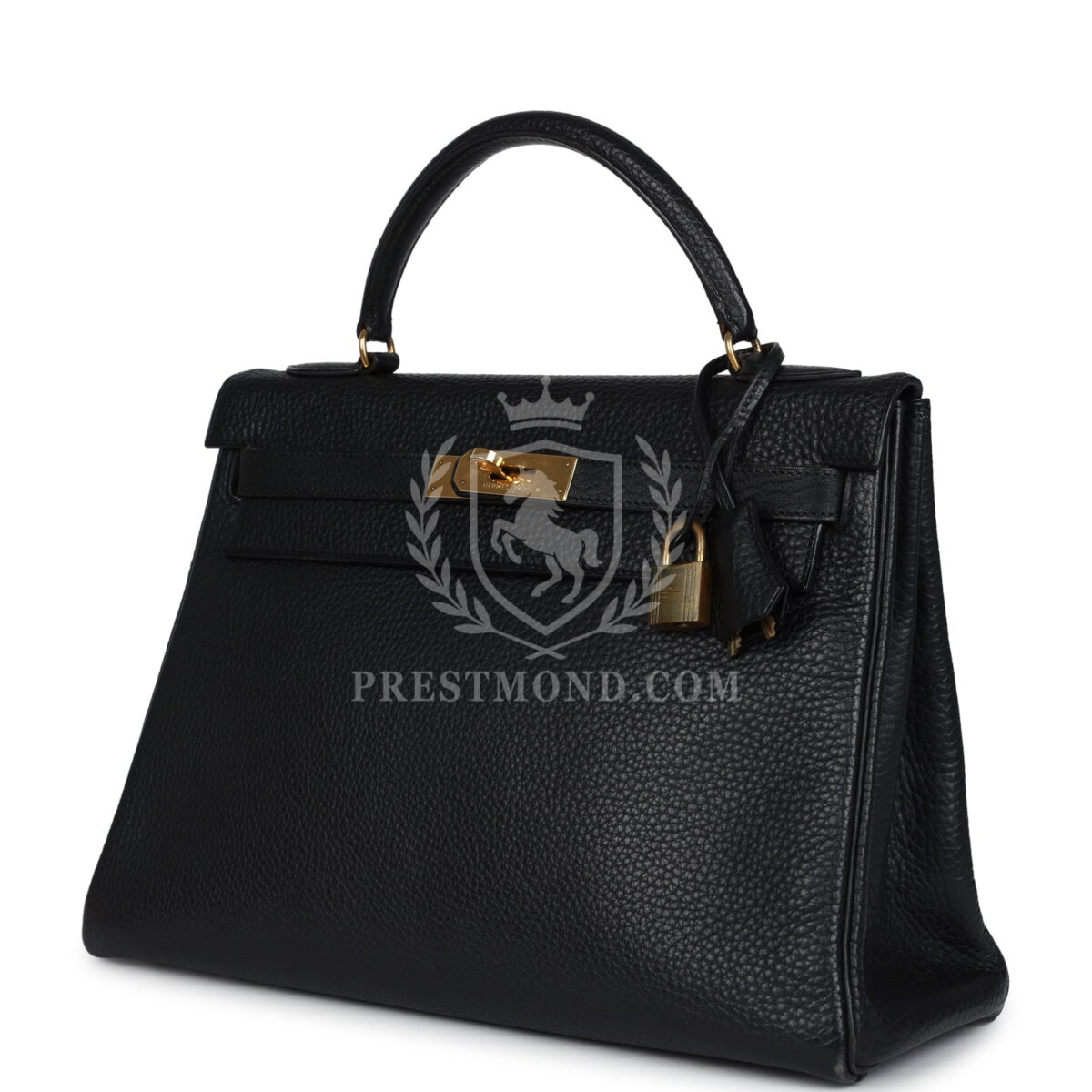 Vintage Hermes Kelly Retourne 32 Black Ardennes GHW — изображение 5