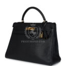 Vintage Hermes Kelly Retourne 32 Black Ardennes GHW