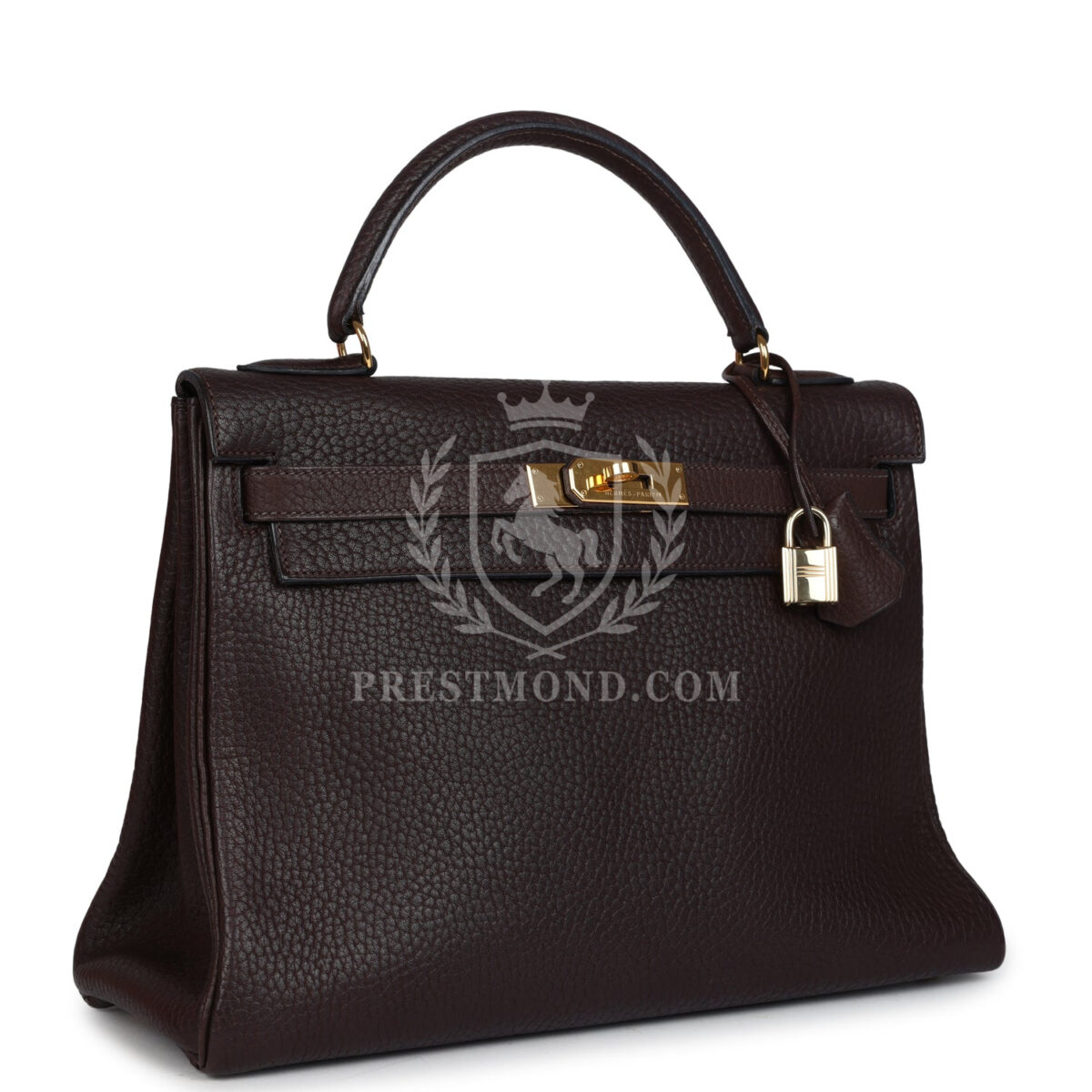 Vintage Hermes Kelly Retourne 32 Marron Fonce Fjord GHW — изображение 2