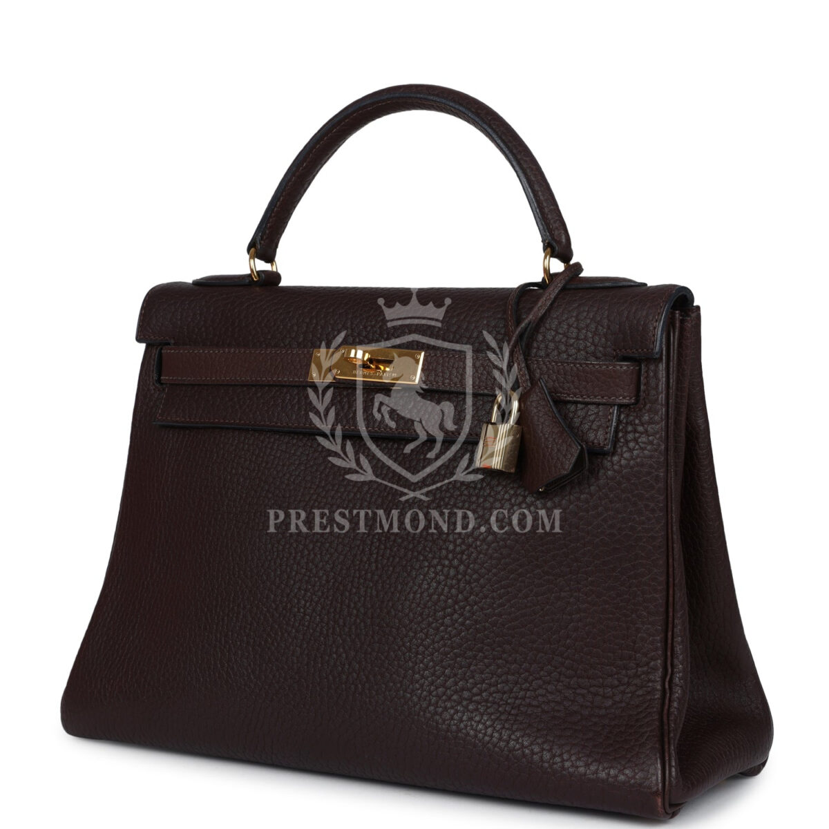 Vintage Hermes Kelly Retourne 32 Marron Fonce Fjord GHW — изображение 5