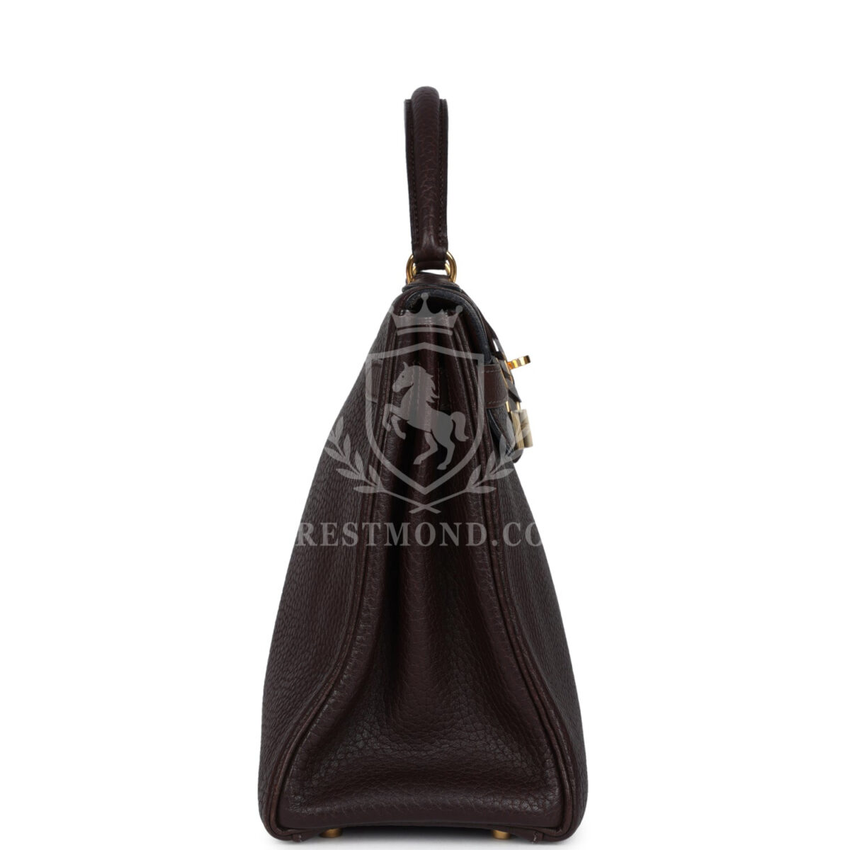 Vintage Hermes Kelly Retourne 32 Marron Fonce Fjord GHW — изображение 3