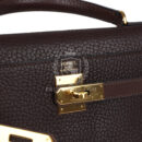Vintage Hermes Kelly Retourne 32 Marron Fonce Fjord GHW