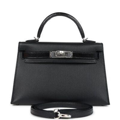 Hermes Kelly Sellier 20 Black Madame and Shiny Varanus Lizard Touch PHW