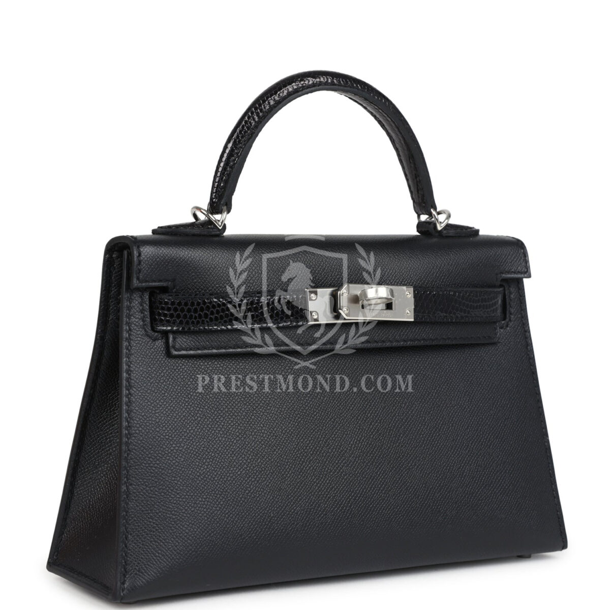 Hermes Kelly Sellier 20 Black Madame and Shiny Varanus Lizard Touch PHW — изображение 2