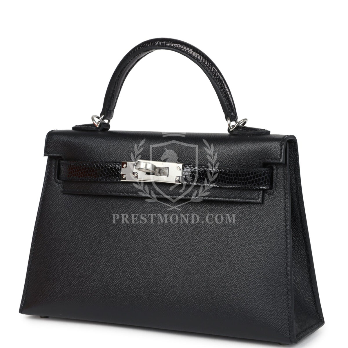 Hermes Kelly Sellier 20 Black Madame and Shiny Varanus Lizard Touch PHW — изображение 5
