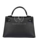 Hermes Kelly Sellier 20 Black Madame and Shiny Varanus Lizard Touch PHW