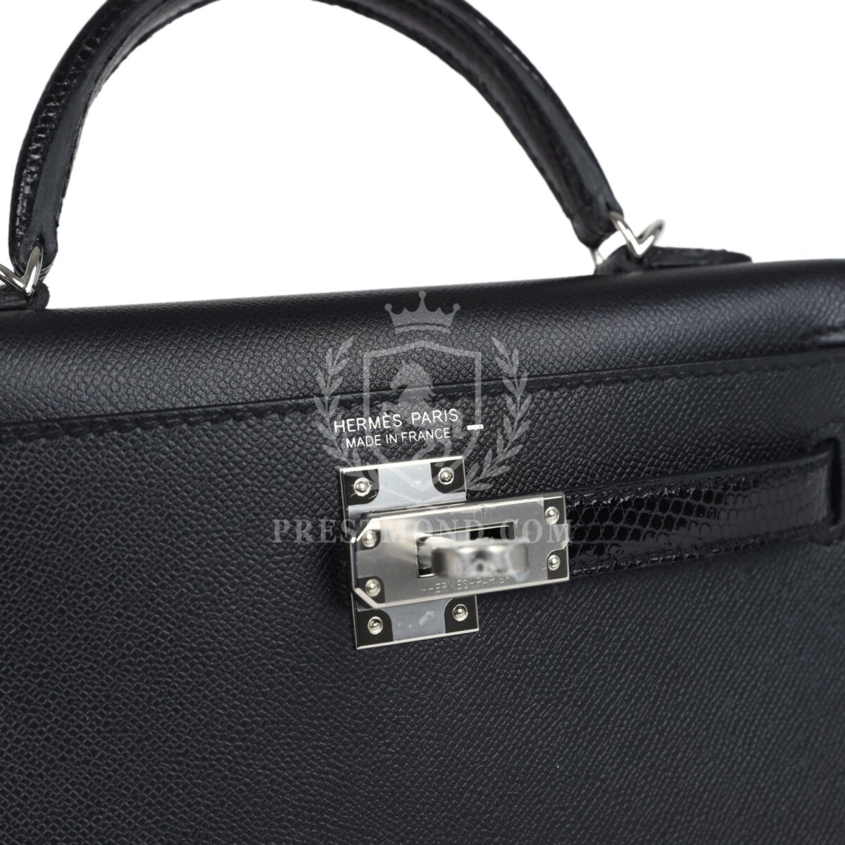 Hermes Kelly Sellier 20 Black Madame and Shiny Varanus Lizard Touch PHW — изображение 7