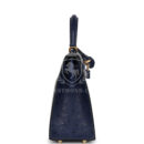 Hermes Special Order (HSS) Kelly Sellier 25 Gris Agate and Bleu Iris Ostrich Brushed GHW