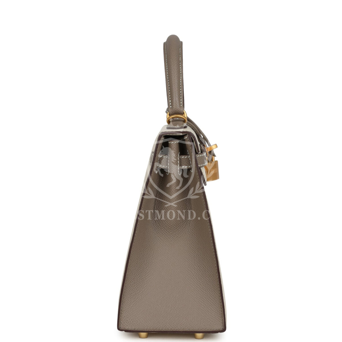 Hermes Special Order (HSS) Kelly Sellier 25 Craie and Gris Asphalte Epsom Brushed GHW — изображение 3