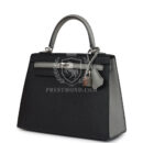 Hermes Special Order (HSS) Kelly Sellier 25 Black and Gris Mouette Epsom Brushed GHW