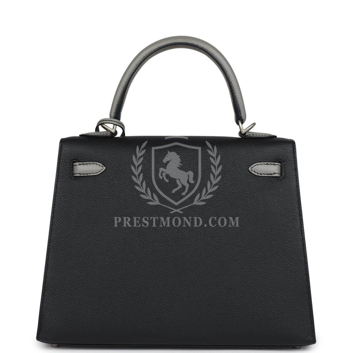 Hermes Special Order (HSS) Kelly Sellier 25 Black and Gris Mouette Epsom Brushed GHW — изображение 4