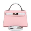 Hermes Special Order (HSS) Kelly Sellier 20 Rose Sakura and Bleu Brume Chevre PHW