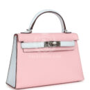 Hermes Special Order (HSS) Kelly Sellier 20 Rose Sakura and Bleu Brume Chevre PHW
