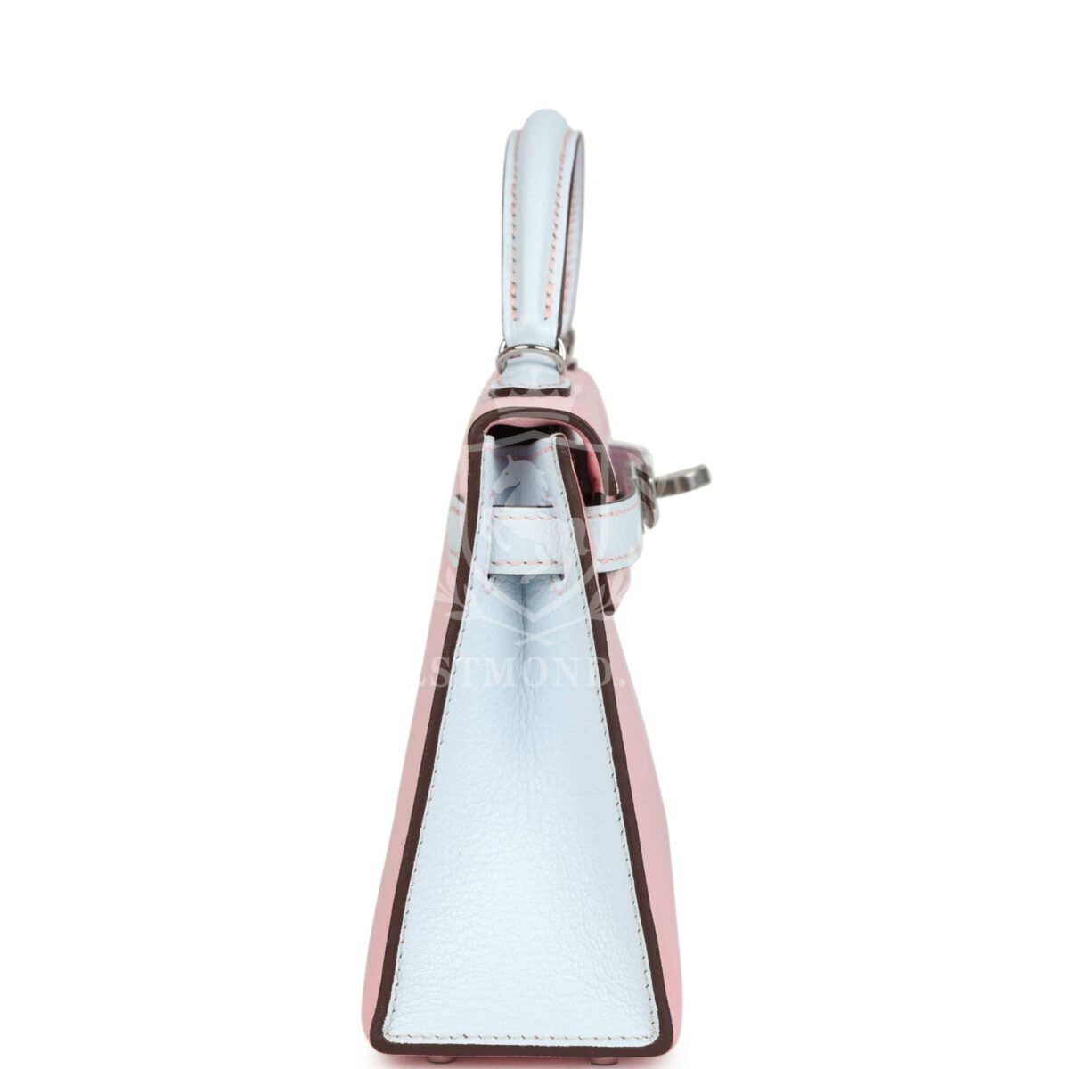 Hermes Special Order (HSS) Kelly Sellier 20 Rose Sakura and Bleu Brume Chevre PHW — изображение 3