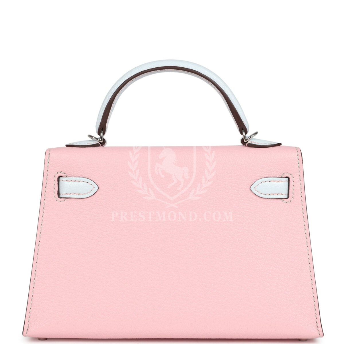 Hermes Special Order (HSS) Kelly Sellier 20 Rose Sakura and Bleu Brume Chevre PHW — изображение 4