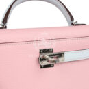 Hermes Special Order (HSS) Kelly Sellier 20 Rose Sakura and Bleu Brume Chevre PHW
