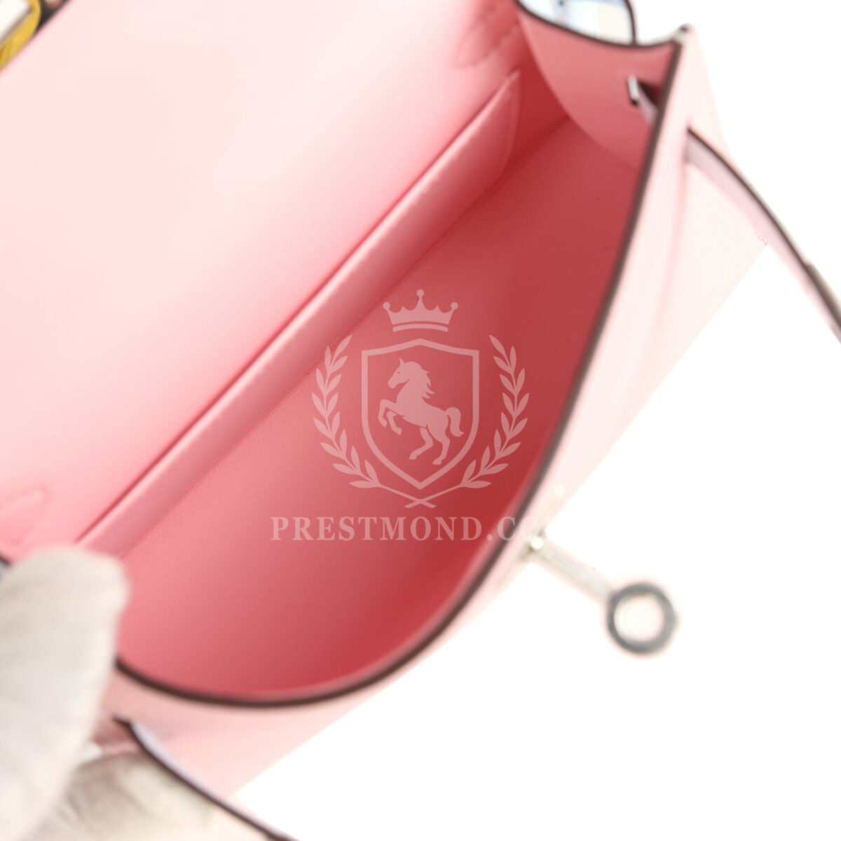 Hermes Special Order (HSS) Kelly Sellier 20 Rose Sakura and Bleu Brume Chevre PHW — изображение 8