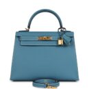 Hermes Kelly Sellier 28 Blue Jean Epsom GHW