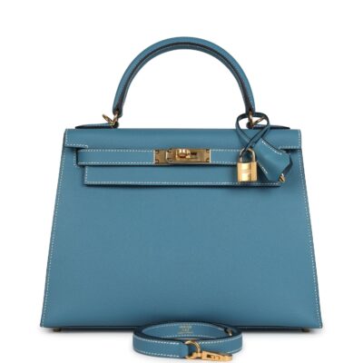 Hermes Kelly Sellier 28 Blue Jean Epsom GHW