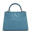 Hermes Kelly Sellier 28 Blue Jean Epsom GHW