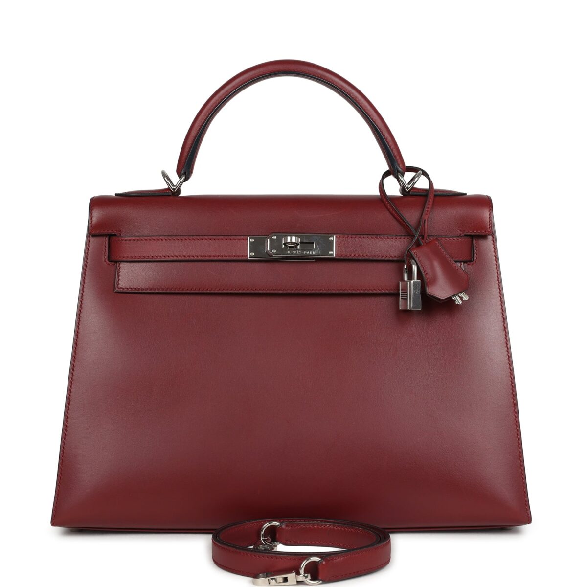 Vintage Hermes Kelly Sellier 32 Rouge H Box PHW