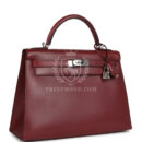 Vintage Hermes Kelly Sellier 32 Rouge H Box PHW