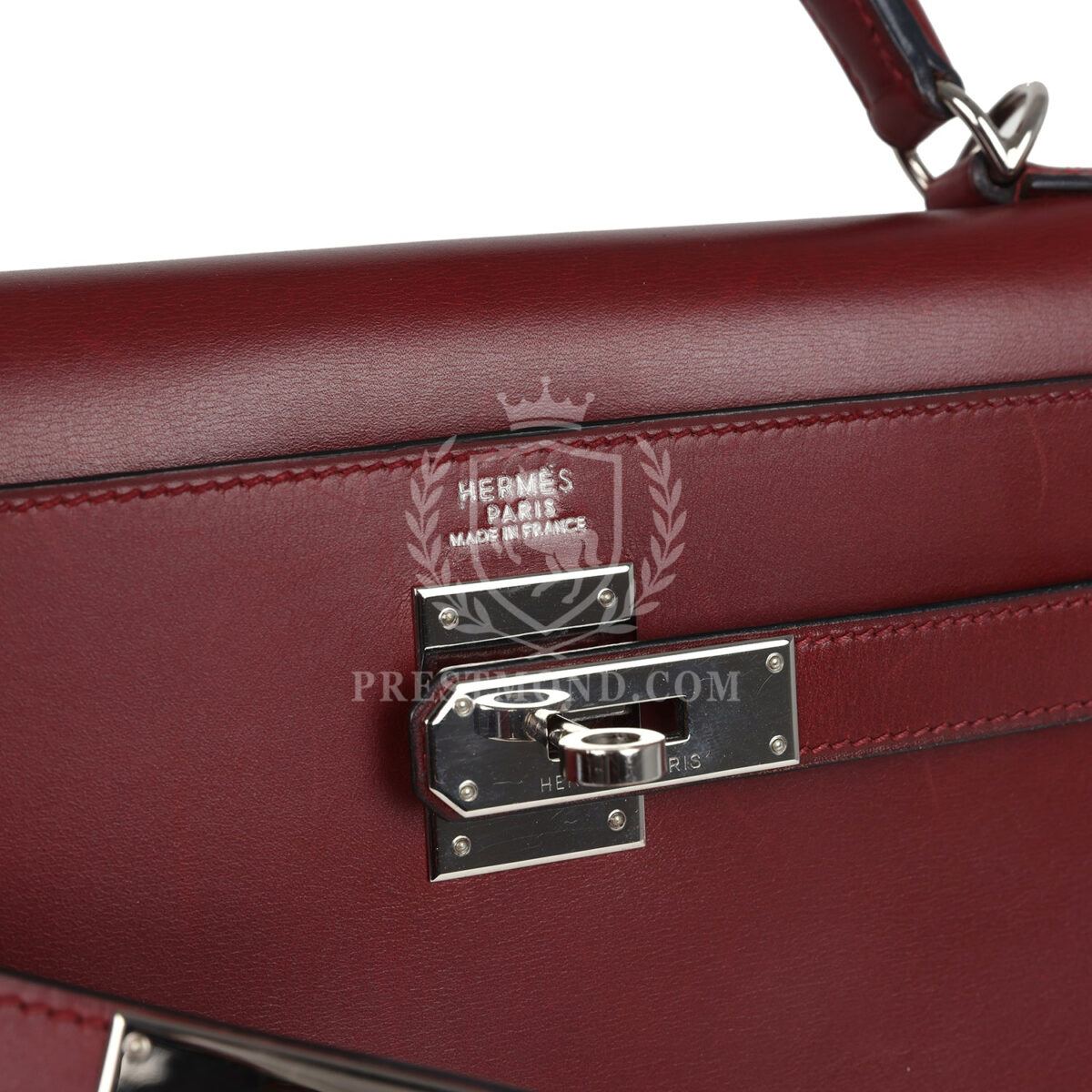 Vintage Hermes Kelly Sellier 32 Rouge H Box PHW — изображение 7