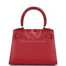 Vintage Hermes Kelly Sellier 20 Rouge Vif Courchevel GHW