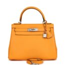 Hermes Special Order (HSS) Kelly Retourne 28 Jaune D'Or Swift Brushed PHW