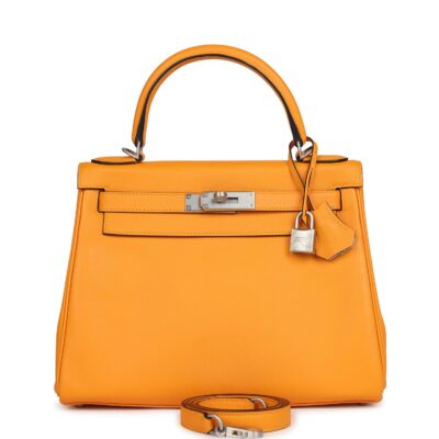 Hermes Special Order (HSS) Kelly Retourne 28 Jaune D'Or Swift Brushed PHW