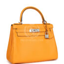 Hermes Special Order (HSS) Kelly Retourne 28 Jaune D'Or Swift Brushed PHW