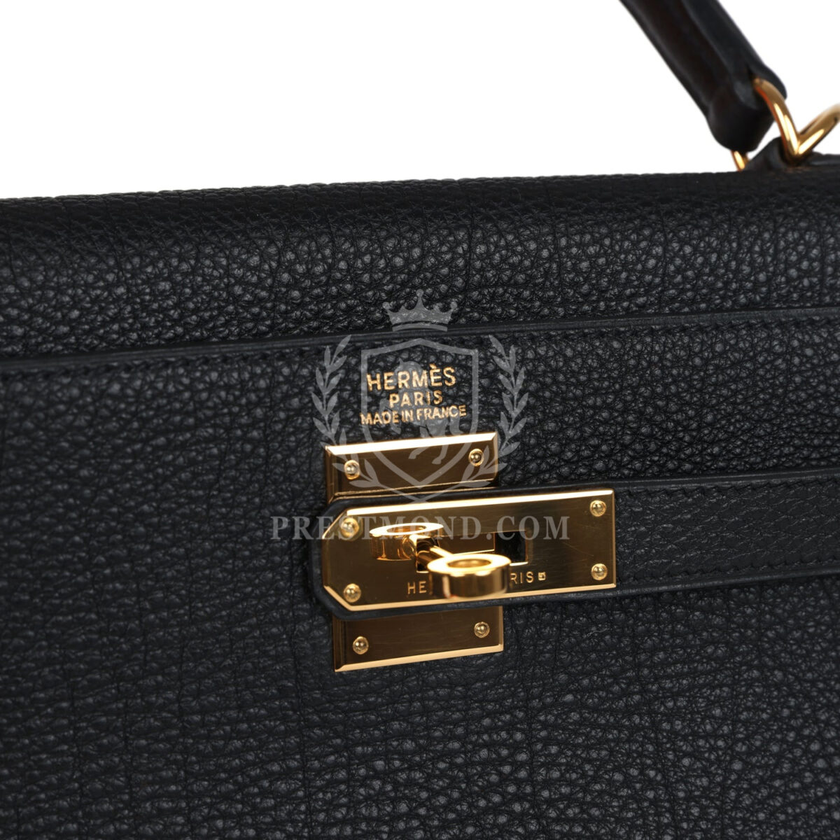 Vintage Hermes Kelly Retourne 32 Black Fjord GHW — изображение 7