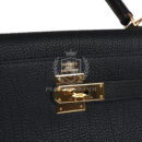 Vintage Hermes Kelly Retourne 32 Black Fjord GHW
