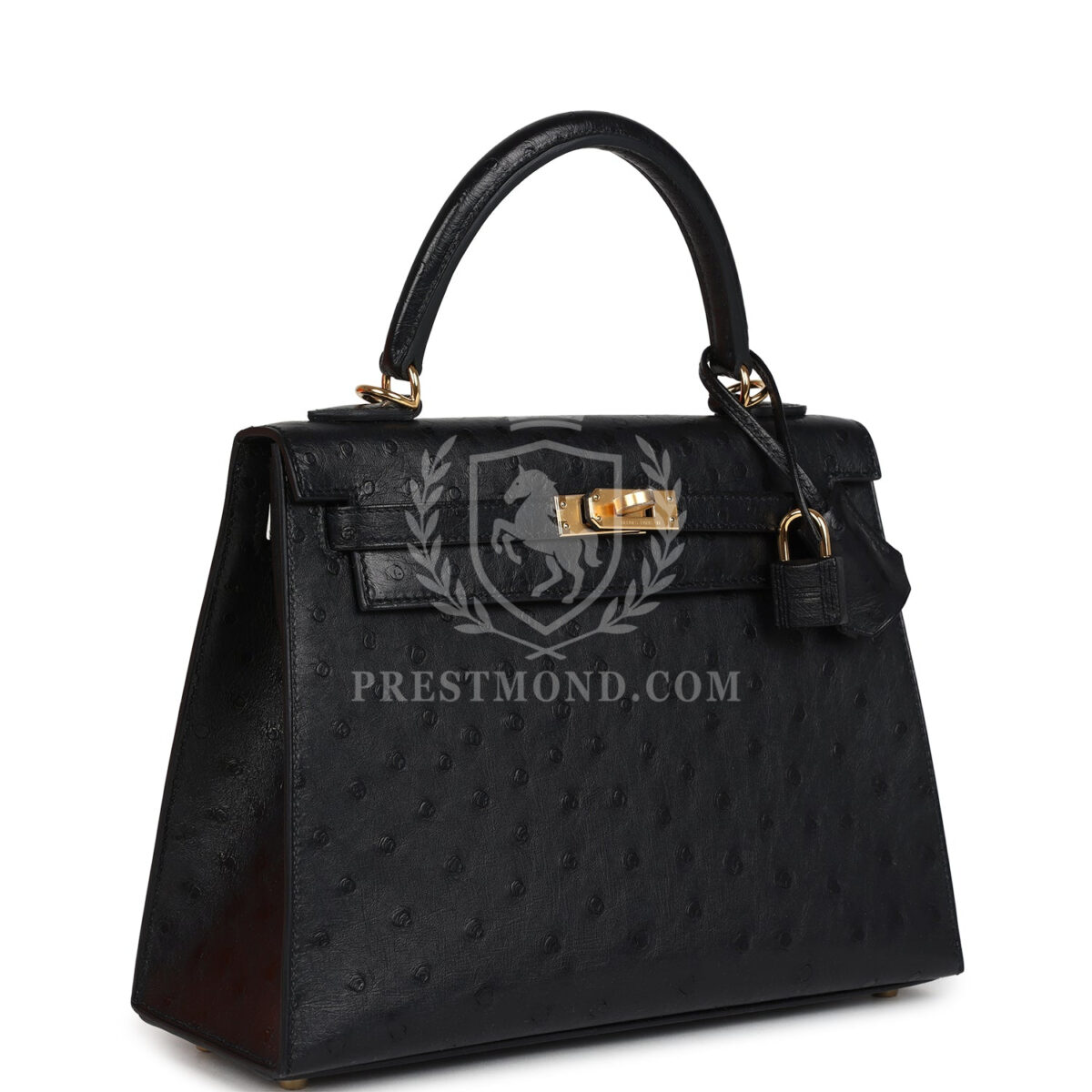 Hermes Kelly Sellier 25 Black Ostrich GHW — изображение 2