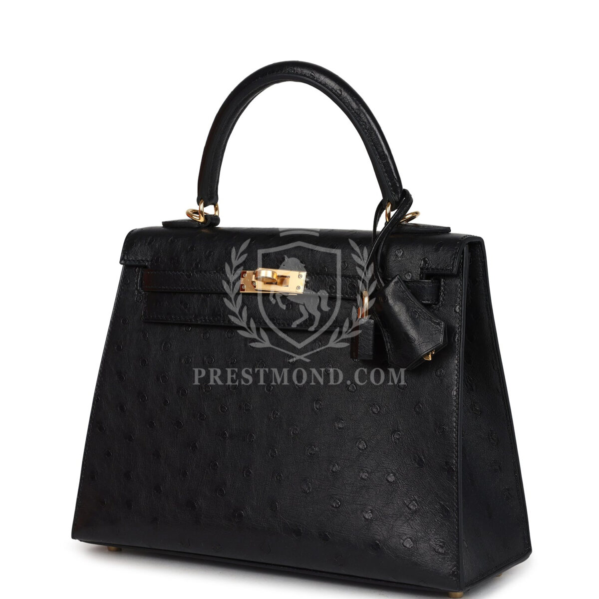 Hermes Kelly Sellier 25 Black Ostrich GHW — изображение 5