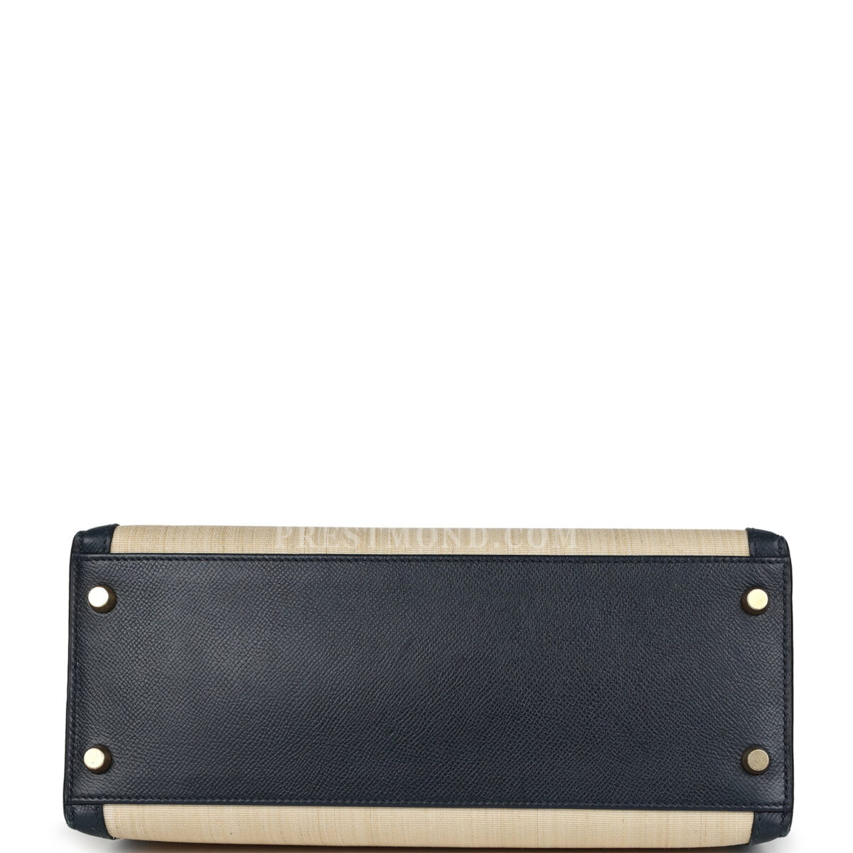 Vintage Hermes Kelly Sellier 28 Bleu Marine Courchevel and Ecru Crinoline GHW — изображение 6