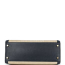 Vintage Hermes Kelly Sellier 28 Bleu Marine Courchevel and Ecru Crinoline GHW