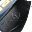 Vintage Hermes Kelly Sellier 28 Bleu Marine Courchevel and Ecru Crinoline GHW
