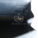 Vintage Hermes Kelly Sellier 28 Bleu Marine Courchevel and Ecru Crinoline GHW