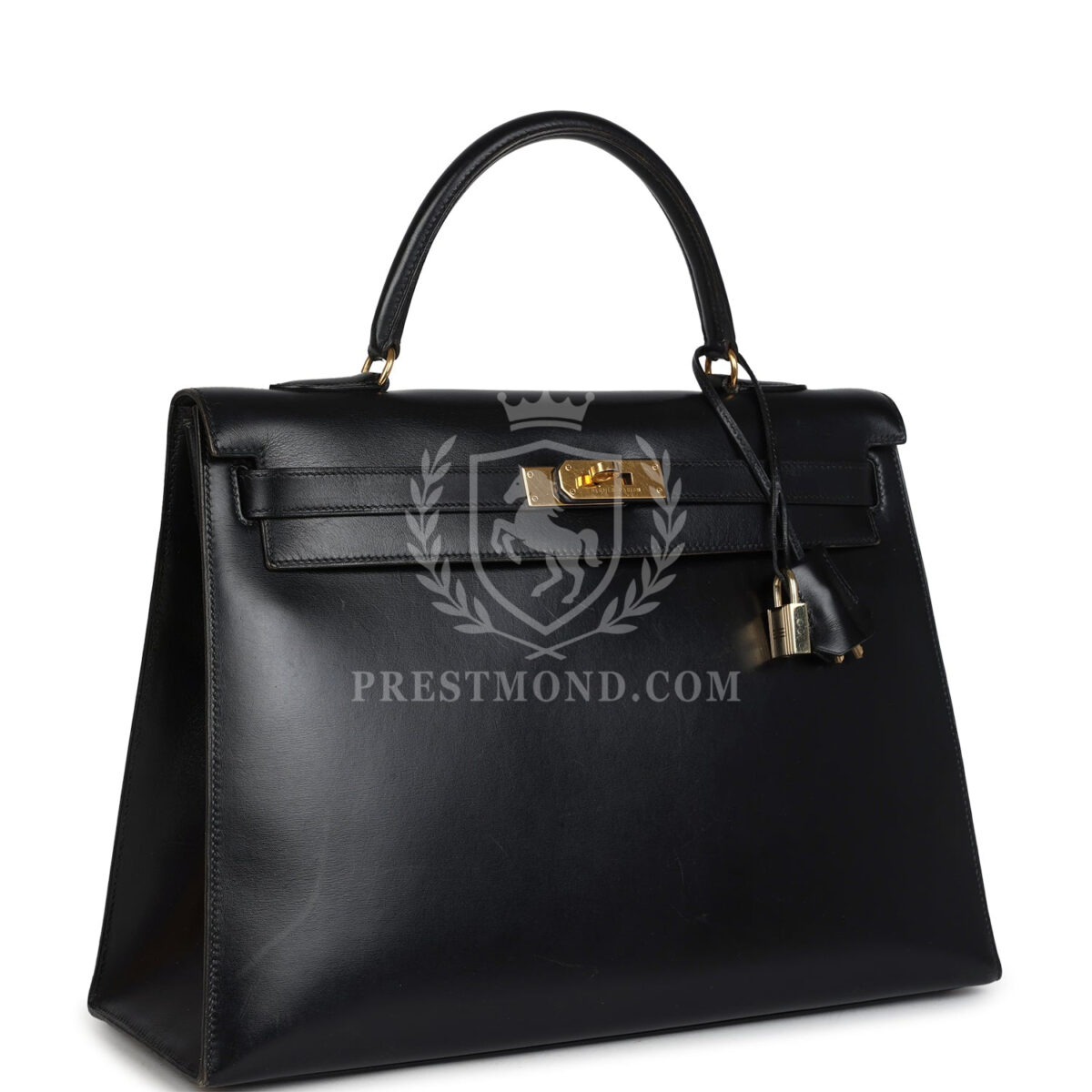 Vintage Hermes Kelly Sellier 35 Black Box GHW — изображение 2