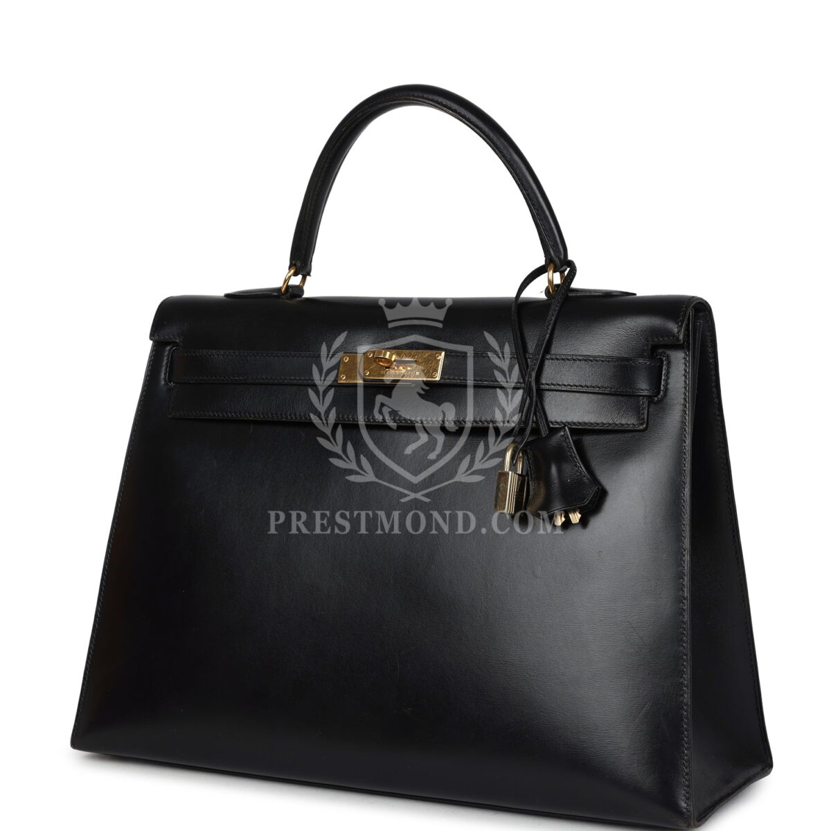 Vintage Hermes Kelly Sellier 35 Black Box GHW — изображение 5