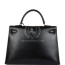 Vintage Hermes Kelly Sellier 35 Black Box GHW