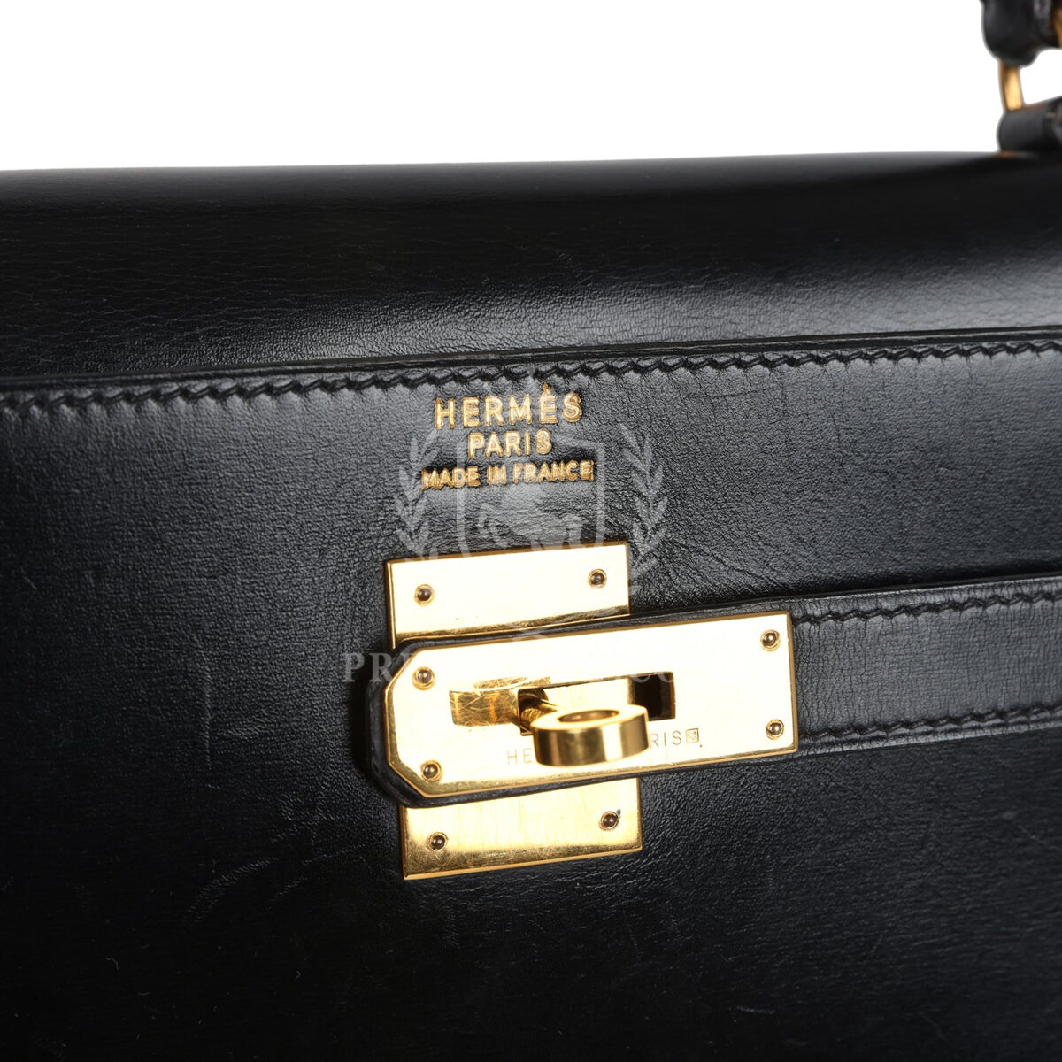 Vintage Hermes Kelly Sellier 35 Black Box GHW — изображение 7