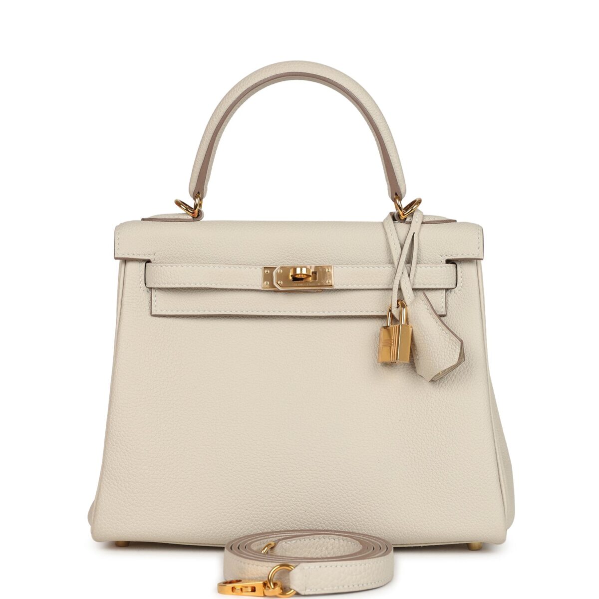 Hermes Special Order (HSS) Kelly Retourne 25 Craie Togo GHW