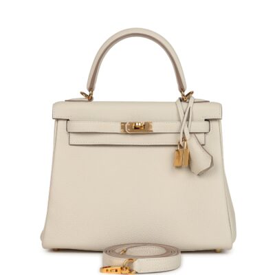 Hermes Special Order (HSS) Kelly Retourne 25 Craie Togo GHW