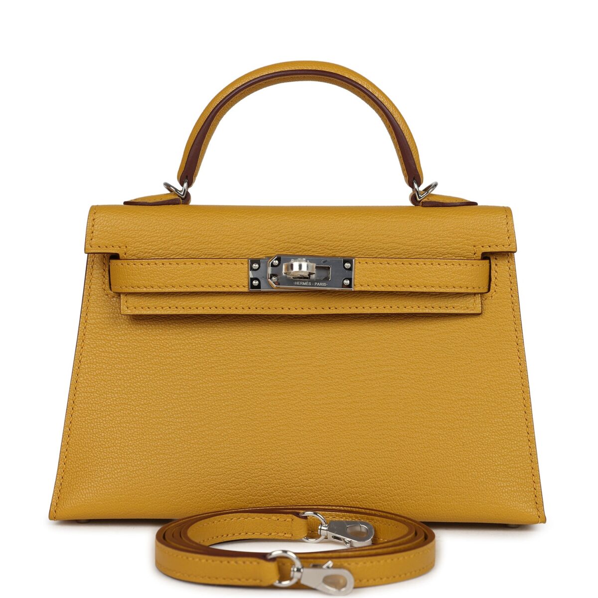 Hermes Kelly Sellier 20 Jaune Ambre Verso Chèvre Mysore PHW