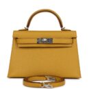 Hermes Kelly Sellier 20 Jaune Ambre Verso Chèvre Mysore PHW